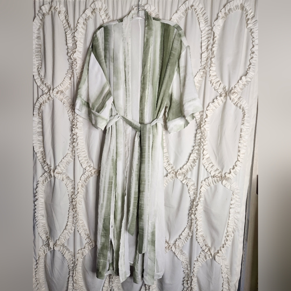 Mango MNG Pastel Tie Dye Green Kimono Dress Wrap Sz XS/S - Picture 3 of 9